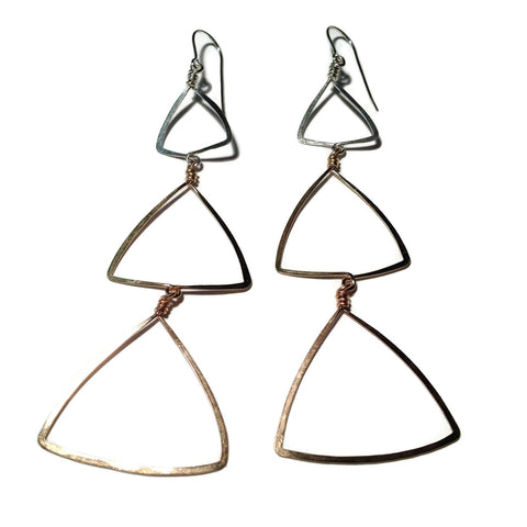 Beth Jewelry, handmade 3 triangles earrings