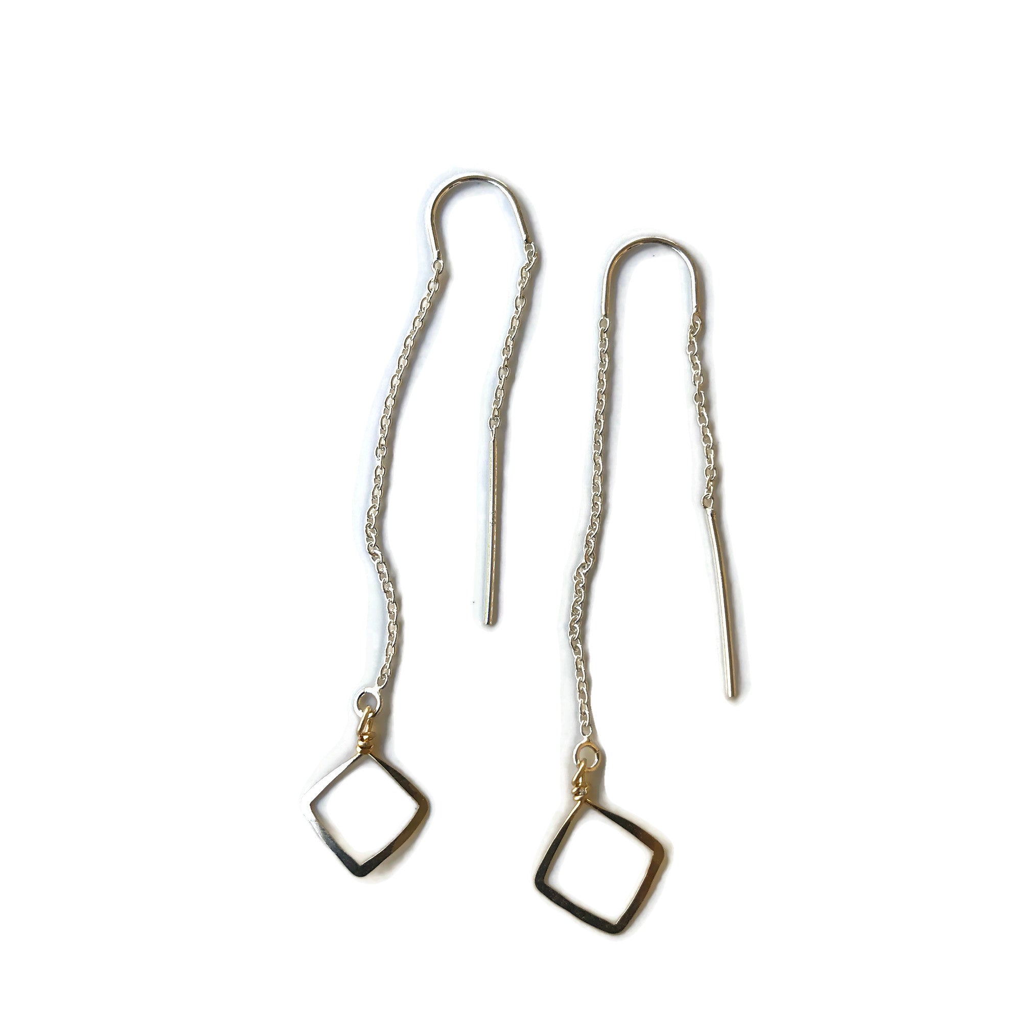 Beth Jewelry tiny square threader earrings