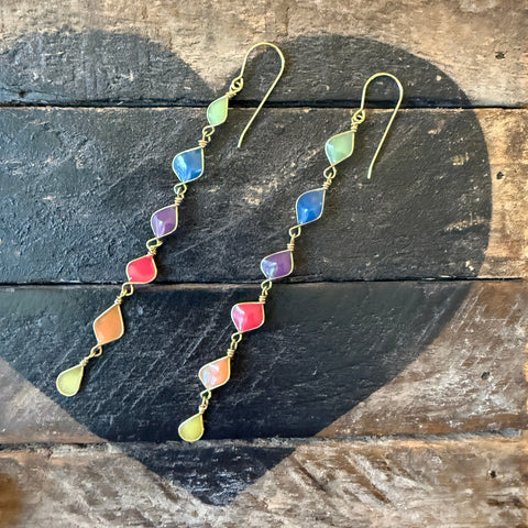 Long Rainbow Drop Earrings