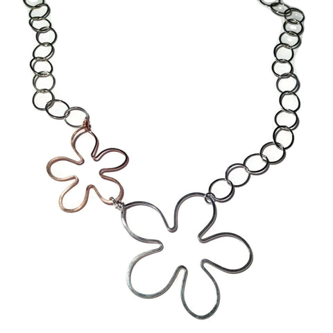 Beth Jewelry, handmade 2 flower necklace