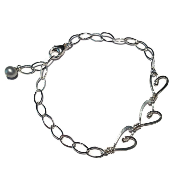 Beth Jewelry, handmade 3 hearts bracelet