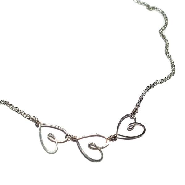 Beth Jewelry, handmade 3 tiny hearts necklace