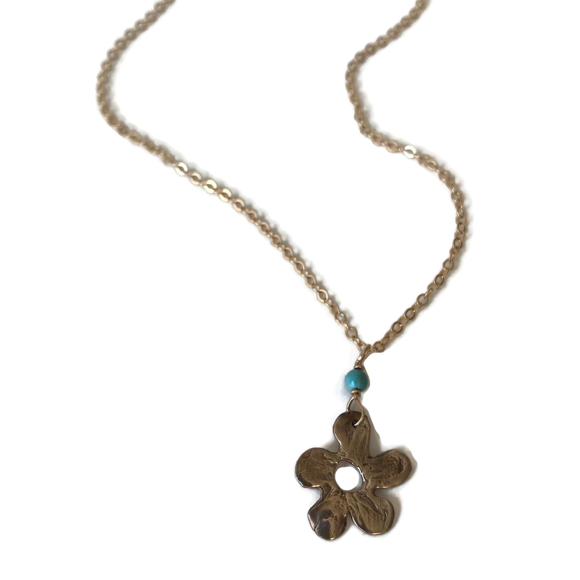 Wildflower Pendant Necklace with Turquoise
