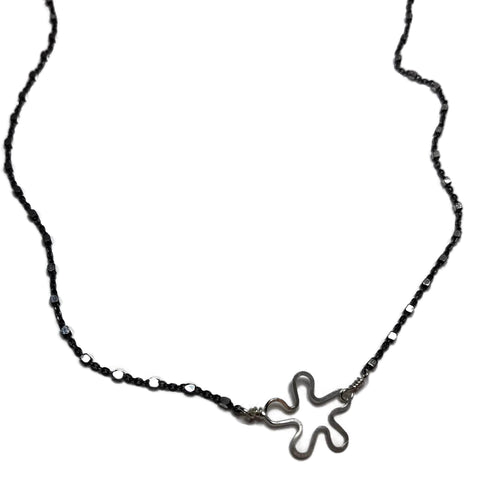 Oxidized Tiny Flower Necklace