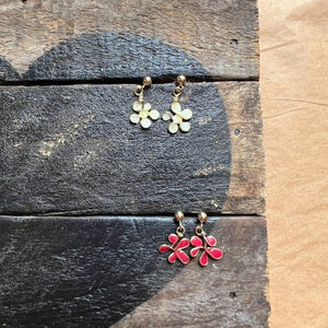 Colored Flower Post Earrings