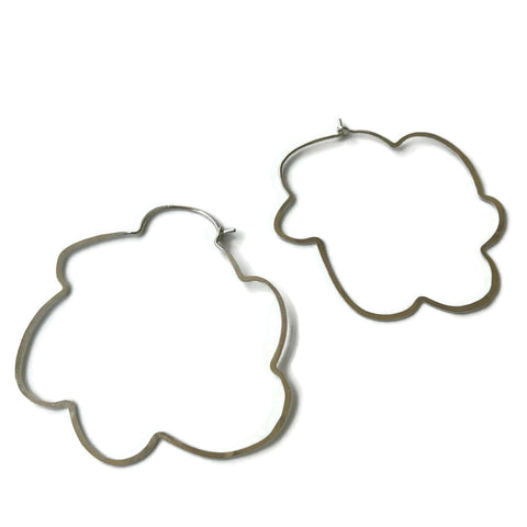 whimsical handmade silver cloud hoop earrings, beth jewelry