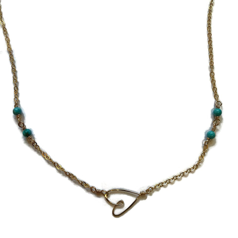 Tiny Heart Necklace with Turquoise