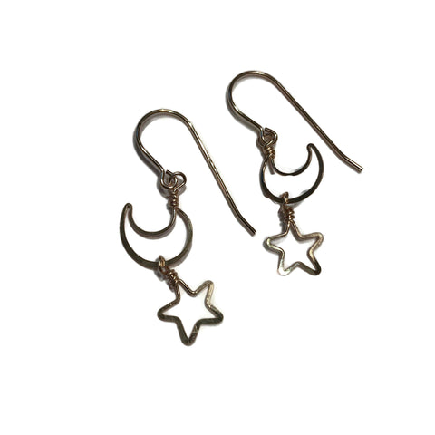Tiny Moon and Star Earrings