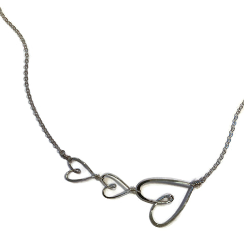 Asymmetrical 3 Hearts Necklace