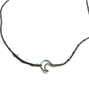 Oxidized Tiny Moon Necklace