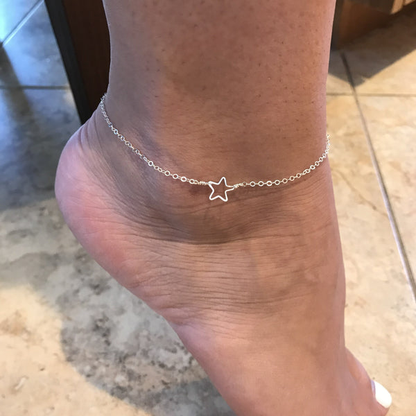 Beth Jewelry, handmade delicate star anklet