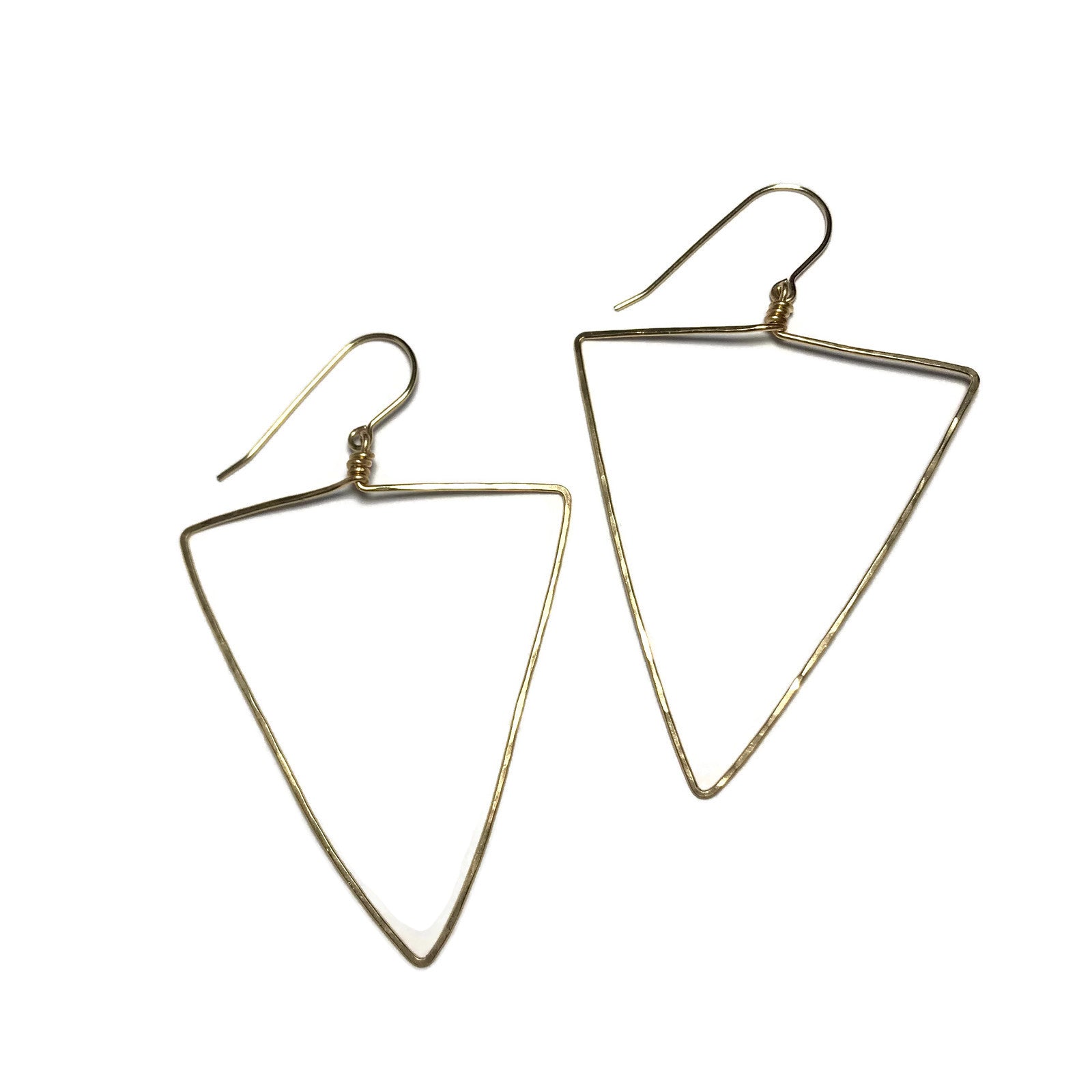 Beth Jewelry, handmade delicate big triangle earrings