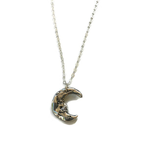 harvest charm hand-sculpted silver crescent moon pendant
