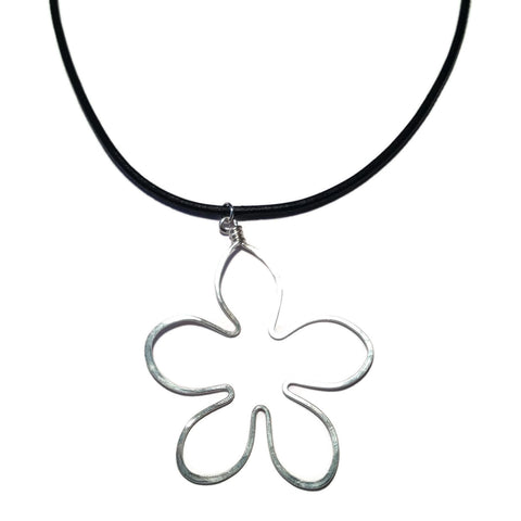 Beth Jewelry, handmade flower necklace on leather