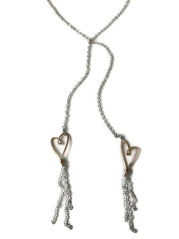 open hearts mixed metal lariat, Beth Jewelry