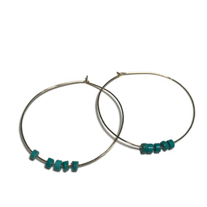 Thin Hoops with Turquoise
