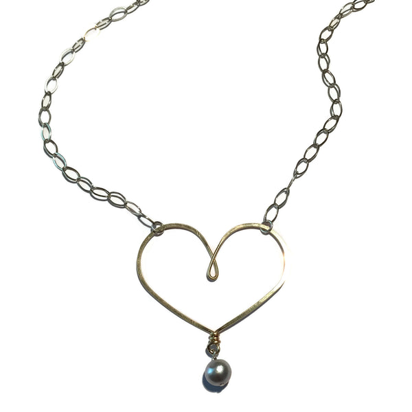 Beth Jewelry classic open heart necklace, mixed metals
