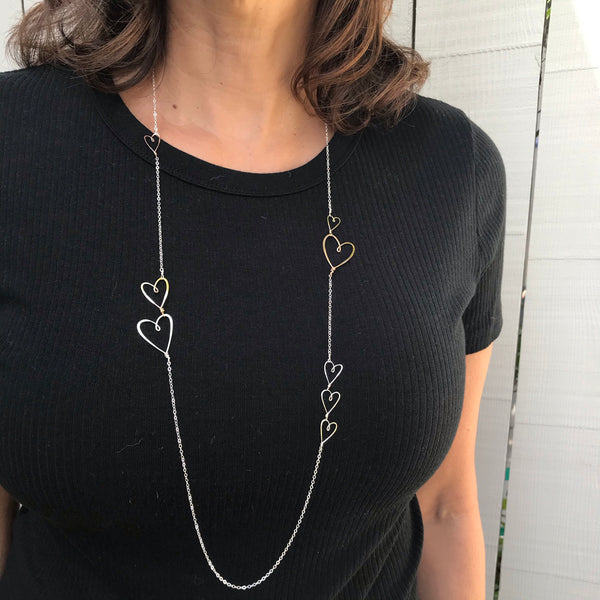 Long Tiny Hearts Necklace