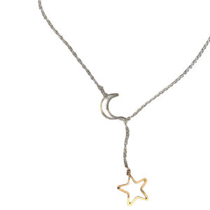 Crescent Moon and Star Sliding Necklace