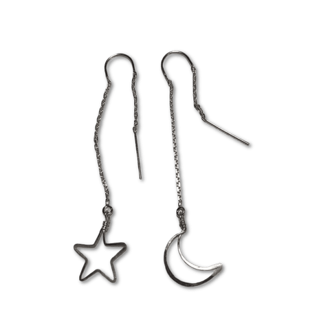 Moon & Star Threader Earrings