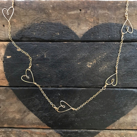 6 Tiny Hearts Necklace