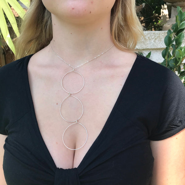 3 Big Circles Drop Necklace