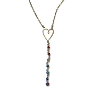 Rainbow Tiny Heart Y Necklace
