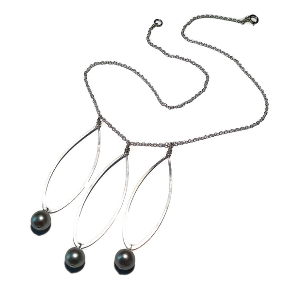 Beth Jewelry, handmade long teardrops necklace with pearls