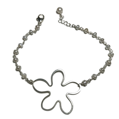 Beth Jewelry, handmade pearl flower bracelet