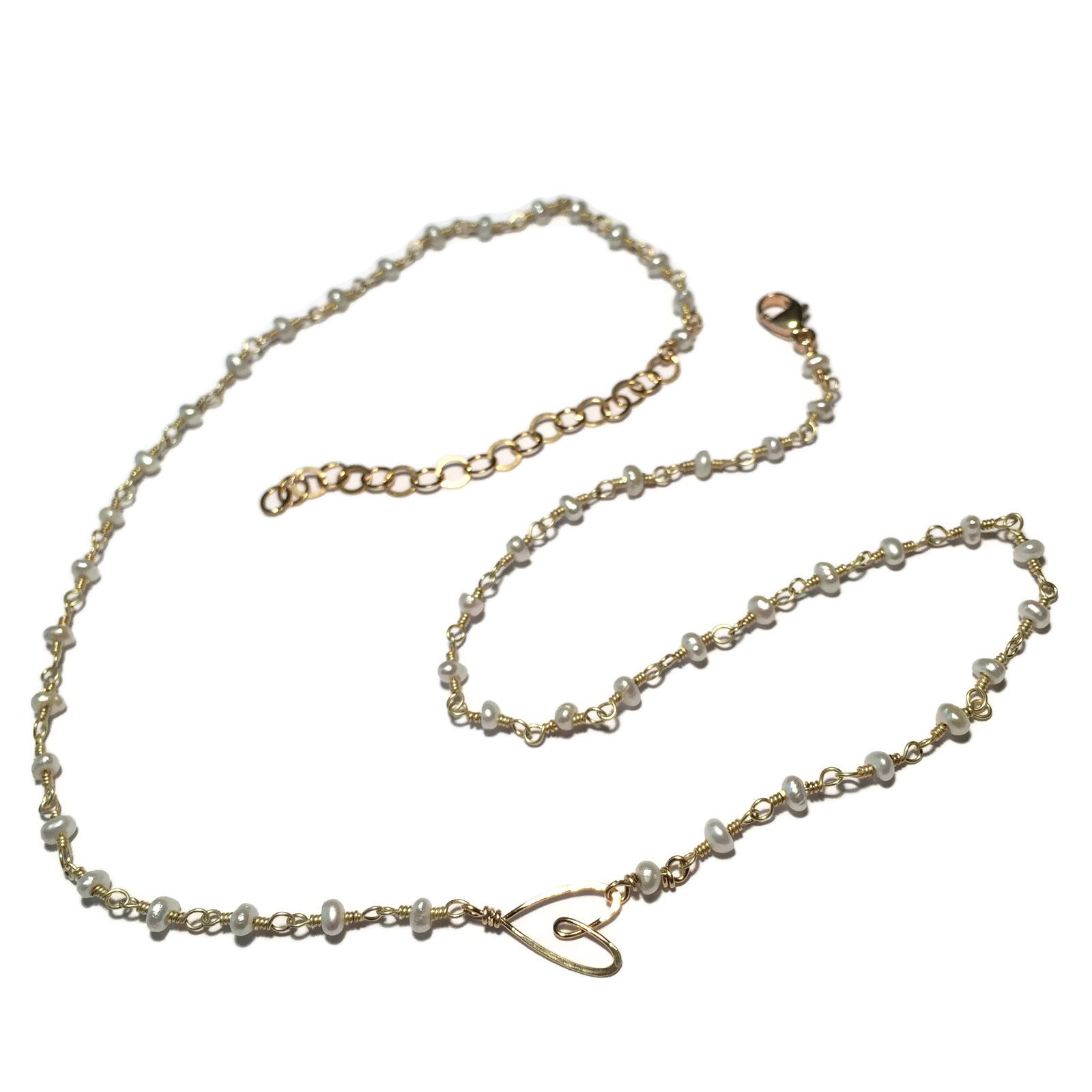 Beth Jewelry, handmade pearl tiny heart necklace