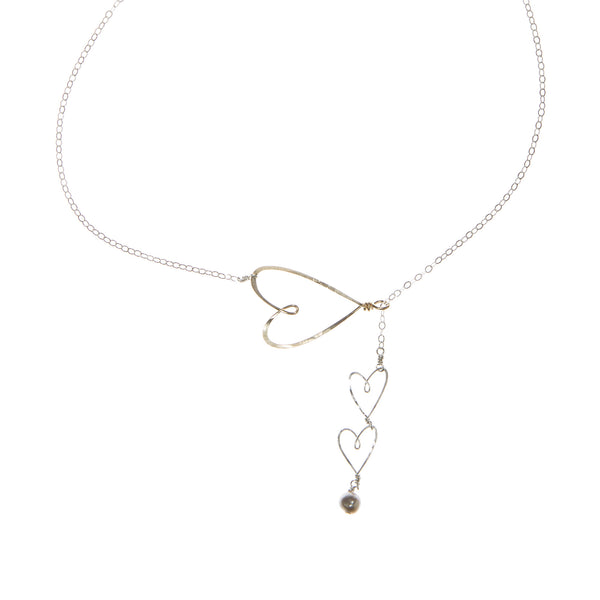 Sliding Hearts Necklace, silver and gold-filled - Beth Jewelry