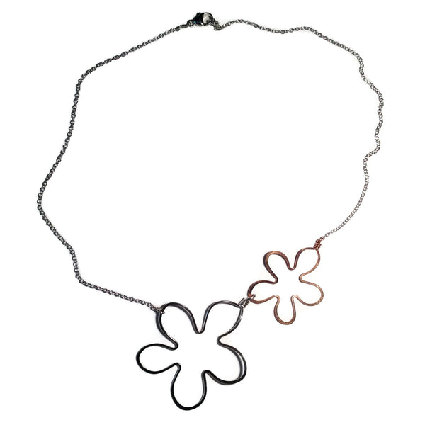 Beth Jewelry, handmade small 2 flower necklace
