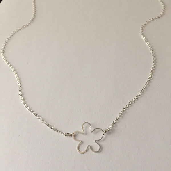 handmade sterling silver tiny flower necklace, Beth Jewelry by Beth Kukuk