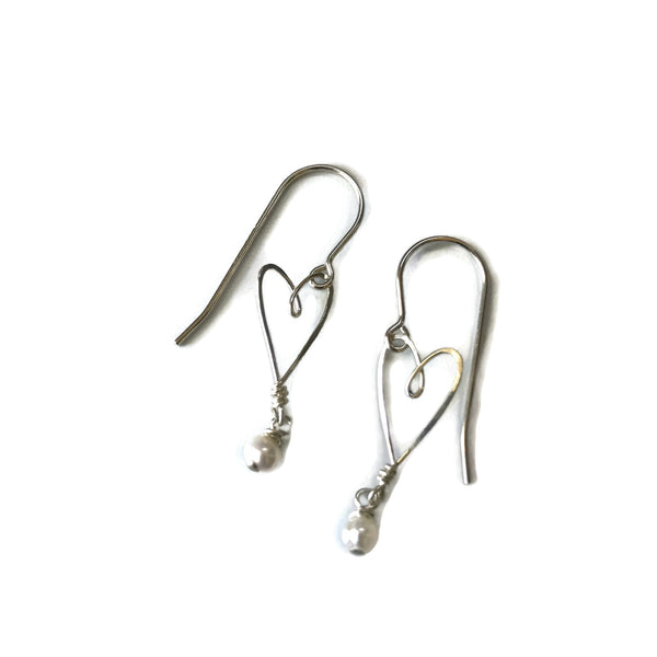 handmade silver tiny heart earrings