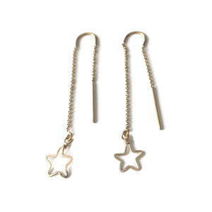 Beth Jewelry, handmade tiny star threader earrings