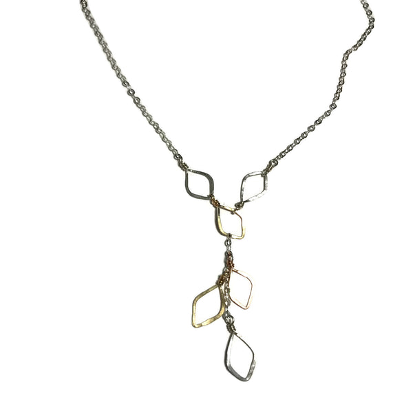 handmade mixed metals, delicate y-shaped petals necklace 